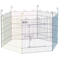 PawHut Vrijloopren, Puppy Uitloop, Modulair Ontwerp, Vergrendelbaar, Metaal, Ø120x60H cm, Kleurrijk(m-10)
