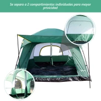 Outsunny Tienda de Campaña Familiar 5-6 Personas Carpa Grande Acampada Tipo Refugio con Bolsa de transporte 4,3x3x2 m Verde(m-8)