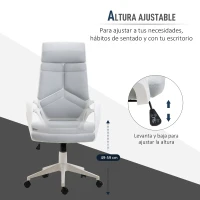 HOMCOM Silla de Oficina Giratoria de Malla con Función Basculante Altura Ajustable y Respaldo Alto 63x63x117-127 cm Gris(m-4)