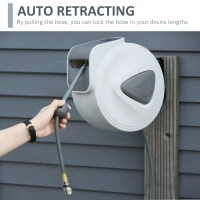 DURHAND Retractable Air Hose Reel, Wall Mount Auto Rewind Hose- Reel, 15m+ 140cm Diameter 3/ 8" 9.5mm, Connector 1/ 4" BSP, Grey(m-4)