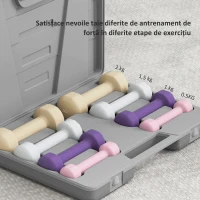 HOMCOM Set Gantere 10 kg cu Valiză pentru Greutăți, din Metal, PU și Plastic, 41x30x8 cm, Multicolor(m-7)