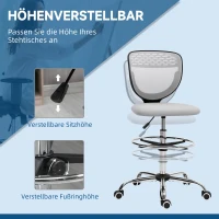Vinsetto Bureaustoel, werkstoel, bureaustoel, in hoogte verstelbaar, gewatteerd, lichtgrijs(m-5)