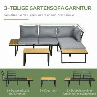 Outsunny Buitenzonnig 3 st. Tuinmeubelset, balkonmeubel met zitkussens voor terras, aluminium(m-4)