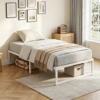 HOMCOM Bedframe met opbergruimte en lattenbodem, 32,5 cm hoog, stil, 200 x 90 cm, wit(m-8)