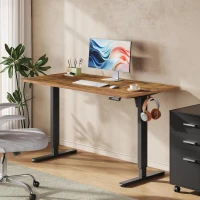 Scrivania elettrica regolabile in altezza, motore silenzioso con 3 posizioni di memoria, 140×70 cm, 72–118 cm, 140x70x72-118 cm, Marrone(m-1)