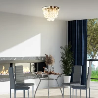 HOMCOM Round Crystal Lamp Chandelier Ceiling Mount Fixture For Living Room Dining Room Hallway Modern (7 Light), Ф35 x 24cm(m-7)