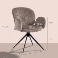 HOMCOM Chaise bureau ergonomique, fauteuil de bureau avec siège pivotant à retour automatique, 60 x 66 x 86,5 cm, brun clair(m-3)
