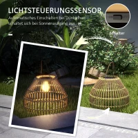 Outsunny Tuinlamp op Zonne-energie, PE-Rattan, Boho-Design, 31 cm x 31 cm x 32 cm, Geel(m-6)
