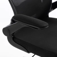 HOMCOM Chaise Bureau Ergonomique, Fauteuil de Bureau en Maille avec Soutien Lombaire et Appui-Tête Réglables, 64x65x129cm, Noir(m-13)