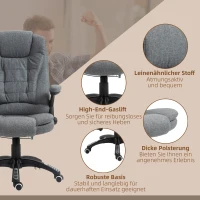 Vinsetto® kantoorstoel massagestoel draaistoel in hoogte verstelbaar 130° hoek linnen grijs 67 x 85 x 116 cm(m-9)