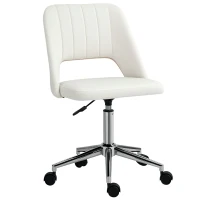 Vinsetto kantoorstoel draaistoel bureaustoel in hoogte verstelbaar 360° draaibaar schelpvorm met naadlijn design schuimstof fluweelzacht polyester beige 49 x 54 x 79-91 cm(m-11)