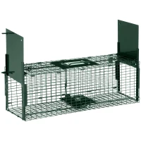 Outsunny Animal Trap Cage, Humane Rat Trap with Double Doors, Squirrel Trap for Indoors & Outdoors, Catch and Release Mice, Rats, Rodents, 60 x 18 x 20 cm, Green(m-1)