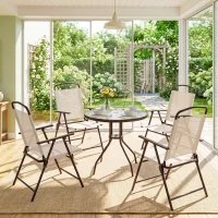 Outsunny Conjunto de Muebles para Jardín con 4 Sillas 1 Mesa y 1 Parasol Texteline Aluminio y Poliéster Beige(m-8)