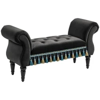 HOMCOM Gestoffeerde bank, zitbank, vintage-design, tot 150 kg, 117x40x58 cm, Donkergrijs(m-11)