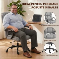 Vinsetto Scaun de Birou Ergonomic din Material Tip In, 220 kg, Rotativ, Reglabil pe Înălțime, Gri Deschis(m-4)