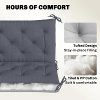 Outsunny 3 Seater Bench Pad, Garden Swing Chair Cushion with Back and Ties, Tufted Style Garden Furniture Window Seat Cushion for Indoor and Outdoor Use, 98 x 150 cm, Dark Grey(m-5)