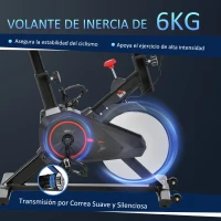 HOMCOM Bicicleta Estática Ciclo Indoor con Pantalla LCD Pulsómetro Sillín y Manillar Ajustables en Altura Volante de Inercia de 6 kg Resistencia Regulable Soporte para Teléfono y Ruedas Negro y Rojo(m-5)