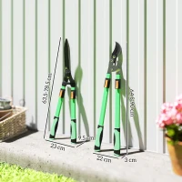 Outsunny Heggenschaar Set 2-delig Tuinschaar Meslengte 90 cm Takschaar met metalen mes, uitschuifbare handgreep(m-3)