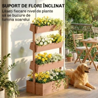 Outsunny Jardinieră Verticală din Lemn cu 4 Niveluri, 85x45x140 cm, Naturală(m-5)
