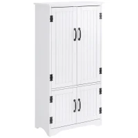 HOMCOM Alacena de Cocina Aparador Alto de Cocina Mueble Auxiliar con 4 Puertas y Estantes Ajustables 60x30x123 cm Blanco(m-11)