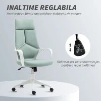 HOMCOM Scaun de Birou în Material Textil cu Balans, Înălțime Reglabilă și Scaun Pivotant, 63x63x117-127 cm, Verde(m-4)