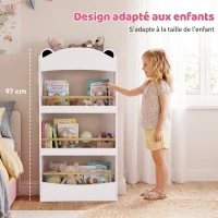AIYAPLAY Bibliothèque Murale Enfant à 4 Niveaux, Étagère à Livre 3-8 Ans, Meuble de Rangement pour Salle de Jeux, Salon, Blanc(m-6)