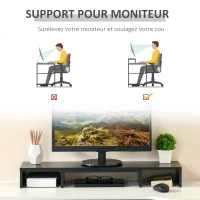 Vinsetto Rehausseur écran PC extensible, longueur réglable de 80-117 cm, pour ordinateur portable, ordinateur, PC, noir(m-4)