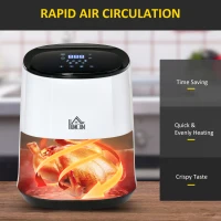 HOMCOM 2.5L Air Fryer, 1300W Air Fryer Oven with Digital  Touch Display, Rapid Air Circulation, Adjustable Temperature, Timer and Dishwasher Safe Basket for Oil Less or Low Fat Cooking, White(m-6)