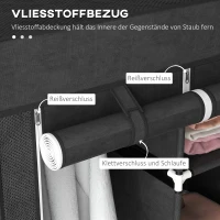 HOMCOM Stoffen Kledingkast met Vlies, Opvouwbare Kast, inclusief 3 Laden, 125 cm x 43 cm x 162,5 cm, Zwart(m-5)