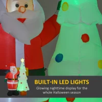 Outsunny 7ft Christmas Inflatable Decoration Santa Claus and Christmas Tree, Blow-Up Outdoor Garden Display for Lawn Garden Party(m-4)
