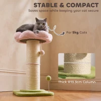 PawHut Cat Tree, Flower Cat Scratching Post with Thick Sisal Post, Dangling & Spring Balls, Bed, Kitty Activity Centre(m-5)