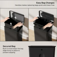 HOMCOM 20L Kitchen Bin with Soft-Close Lid and Stay-Open Function, Stainless Steel Pedal Bin with Removable Inner Bucket for Kitchen, Office, Home, Matte Black(m-7)