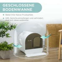 PawHut kattentoilet met filter, 1 vervangend filter, 1 vloermat, 43 cm x 44 cm x 47 cm, zwart+wit(m-5)