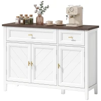 HOMCOM Modern Sideboard with 3 Doors, 2 Drawers and Adjustable Shelves, White(m-11)