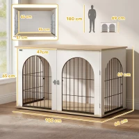 PawHut Dog Crate Furniture, Indoor Dog Cage with Double Doors for Large Breeds, Pet Kennel End Side Table(m-3)