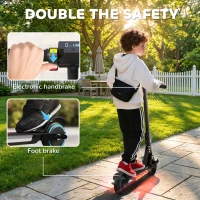 SPORTNOW Folding Electric Scooter for Kids, with Dual Brakes, Front Suspension, LED Colourful Lights, Black(m-9)