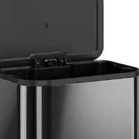 HOMCOM 50L Kitchen Bin, Metal Pedal Rubbish Bin with Soft Close and Stay-Open Lid, Removable Inner Bucket, High Gloss Black(m-12)
