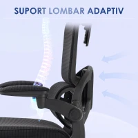 Vinsetto Scaun de Birou Reglabil pe Înălțime cu Funcție de Înclinare și Suport Lombar, 62x58x120-133 cm, Negru(m-8)