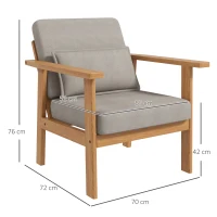 HOMCOM Gestoffeerde Stoel, inclusief 1 Kussen, 70 cm x 72 cm x 76 cm, Beige + Natuurlijk(m-3)