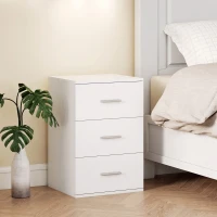 HOMCOM Table de Chevet 3 Tiroirs, Table de Nuit Moderne, Facile à Nettoyer, pour Chambre à Coucher, Salon, 40x35x60cm, Blanc(m-2)