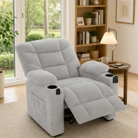 HOMCOM Poltrona Relax Elétrica Reclinável com Calor Lombar, Massagem Vibratória, Motor Silencioso, Função Memória, USB - Cinzento(m-5)