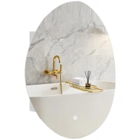 HOMCOM Specchio Bagno con Illuminazione LED e Armadietto Interno, in Vetro Temperato e Legno, 50x14x70 cm, Bianco(m-11)