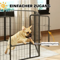 PawHut Hondenomheining, Huisdierengehege, 6 Panelen, Staal, Opvouwbaar, Zwart(m-5)