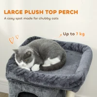 PawHut 66 cm Small Cat Tree for Large Cats, Cat Tower w/ Large Top Perch, 2 Condos, Sisal Scratching Post, Toy Ball, Dark Grey(m-4)