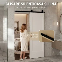 HOMCOM Ușă Culisantă de Interior din Lemn de Pin cu Șină Silențioasă, Ghidaj, Kit Accesorii, Alb(m-6)