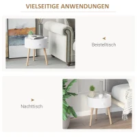 HOMCOM Ronde salontafel met lade, Scandinavisch design, beschermrand, hout, Ø38 x H45 cm, wit(m-5)