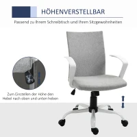 Vinsetto bureaustoel kantoorstoel mesh rugleuning met kantelfunctie hoofdsteun stoel thuiskantoor in hoogte verstelbaar ergonomisch 360° zwenkwielen schuimstof nylon grijs 61 x 61 x 89-99 cm(m-4)