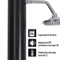 Ducha Solar Exterior de PVC 20L Perfecta como Ducha de Jardín o Ducha de Terraza Hasta 60℃ Para Piscinas al Aire Libre 218cm(m-6)