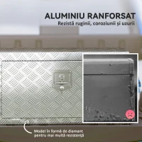HOMCOM Cutie de scule de 96L din aluminiu cu încuietoare, 2 chei și mâner lateral, 76.2x35.5x40.6 cm, argintiu(m-4)