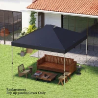 Outsunny gazebo roof replacement UV50+ Waterproof Pop Up Canopy Cover with 8 Drainage Holes 3 x 3 m Black(m-10)